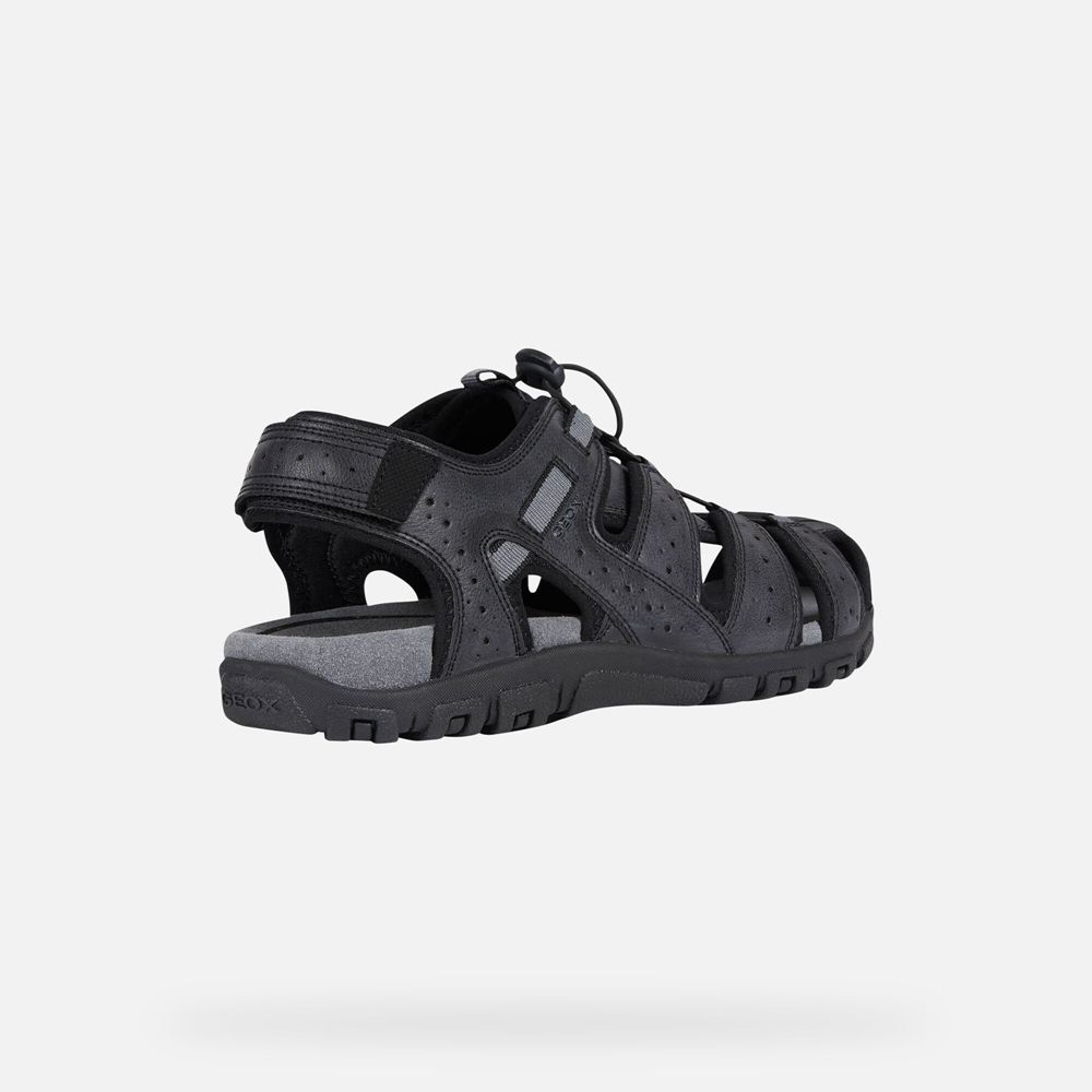 Sandalias Geox Homem Pretas - Strada - LZACX2876